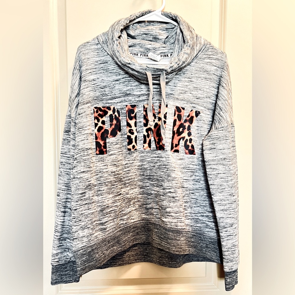 PINK Victoria’s Secret Cowl-neck Sweatshirt-Animal Print pattern/PINK wording